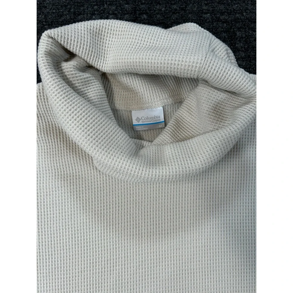 Columbia Women Cream Waffle Knit Cowl‎ Neck Sweater Long Sleeve Outdoor Pullover